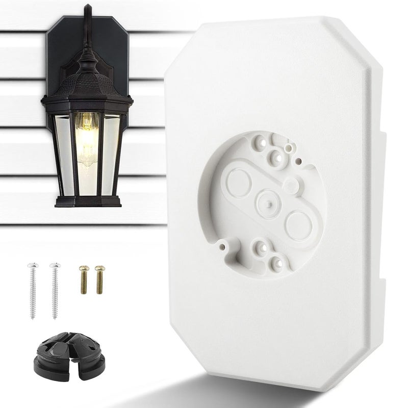 YOSINXU Siding Mounting Block 8141DBL, Outdoor Light Side Mount Kit with Built-in Electrical Box, Vinyl Sidings Mounting Blocks, 1/2 inch Lap Double and 4 inch Siding, Black(Color:White) - Image 1